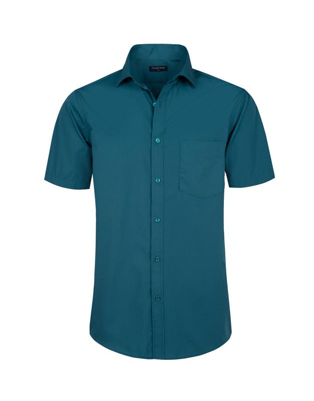 Men's Double Pump Regular Fit Button Down Shirt - Solid Color Business Casual Dress Shirt - View #7