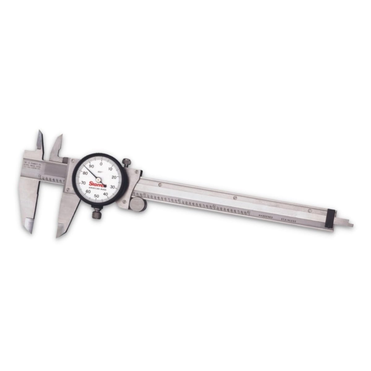 Starrett 120 Series Dial Slide Calipers for Accurate Measurement with Fitted Plastic Case and SLC - White Face, 0-6" Range, .001" Graduation - 120A-6