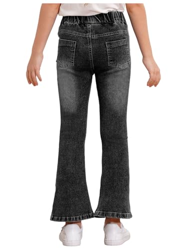 FEESHOW Washed Bell-Bottoms Denim Pants for Kids Girls Skinny Flared Jeans Casual Elastic Waistband Trousers Daily Wear2