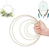 【Juego de aros de flores】 Incluye 5 paquetes de aros de bambú, ideales para hacer coronas navideñas, hermosos aros de flores, diseños de coronas de boda, tapices de macramé o atrapasueños de bricolaje.