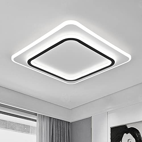 JDONG Lámpara de Techo Dormitorio 24W, Luz de Techo LED, Luz Natural 4000K, Blanco y Negro Lámpara de Techo Cuadrada, 2000lm Ø30*H5cm, para Habitación de Niños, Salón, Cocina, Pasillo Cover