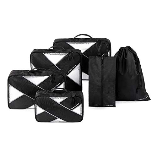 Tuscall Organizador de Equipaje Set de 6 Cubos de Embalaje Organizador de Maleta (Negro)