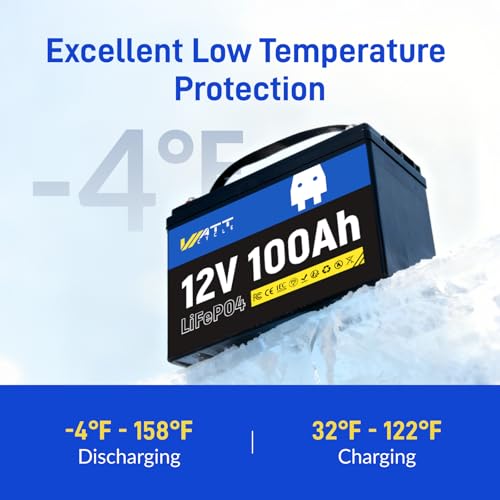 Image of WattCycle 12V 100Ah LiFePO4 Lithium Battery 4 Packs - Built-in 100A BMS, BCI Group 24, Low-Temperature Protection, 15000 Cycles - Ideal for RVs, Golf Cart, Home Energy Storage, Marine, Solar, Off-Grid