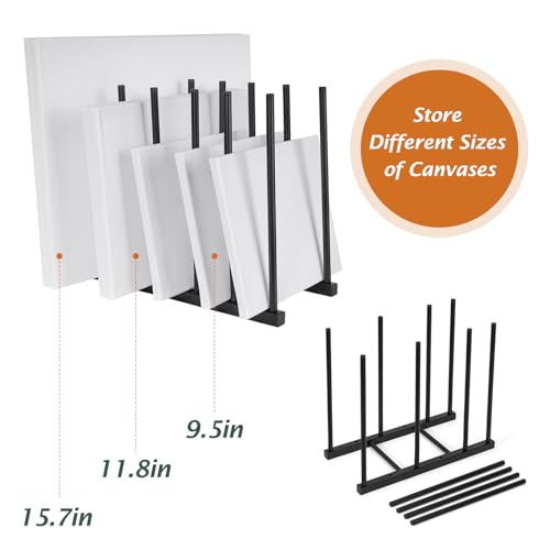 Image of ikkle Art Storage Rack Painting Canvas Storage Rack for Display, Metal Drawing Printing Rack for Canvas Frames, Black