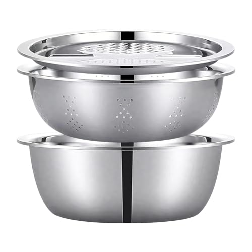 ZHUMCCY Ciotole Acciaio Inossidabile per Impasto - Accatastabili in Acciaio per Risparmiare Spazio - Scodelle da Cucina con Base Antiscivolo - per Servire Lavare Conservare Insalate Pizze e