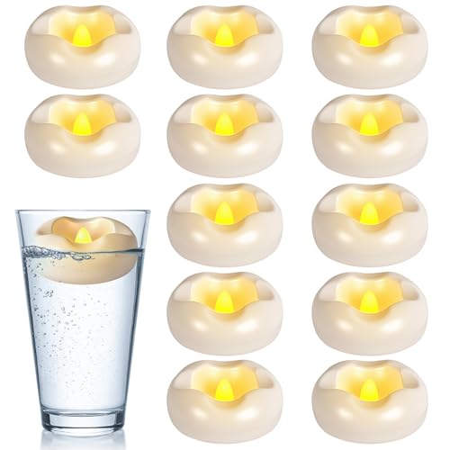 Forever Speed 12PCS Candele Galleggianti Bianco 5.8CM*2.5CM Impermeabile Alimentato a Batteria Candele Led Galleggianti Senza Fiamma per Vasca da Bagno, Piscina, Matrimonio, Decorazione da Tavolo