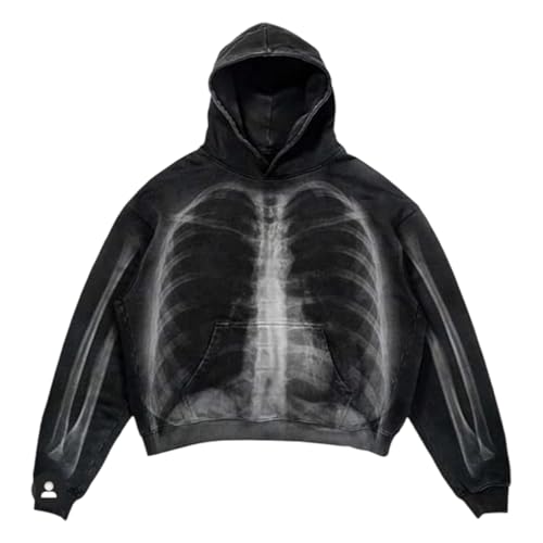 Sweat à Capuche Squelette Flamme Homme pour stopper la transpiration en sport décontracté
