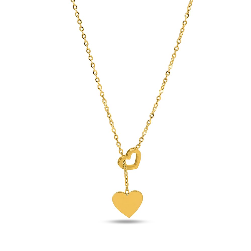 18k Gold Plated Two Heart Gold Lariat Necklace for Women - Gift for Girls & Women | Waterproof & Anti-Tarnish Necklace-image-23