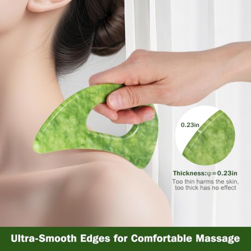Image of airogym Jade Stone Gua Sha Massage Tool Set Larger Guasha Board with Handle, Jade Stone Guasha Scalp Comb, Muscle Scraping Massage Tools
