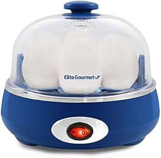 Elite Gourmet EGC322CBL Easy Egg Cooker Electric 7-Egg Capacity, Soft, Medium, Hard-Boiled Egg Cooker with Auto Shut-Off, Measuring Cup Included, BPA Free, Classic Blue