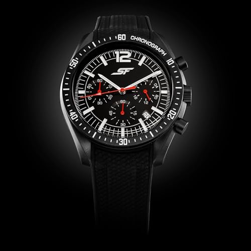 Image of SF Genesis-Bold Chronograph Quartz Analog with Black Dial Black Silicon Strap Watch for Men - 77186PP03