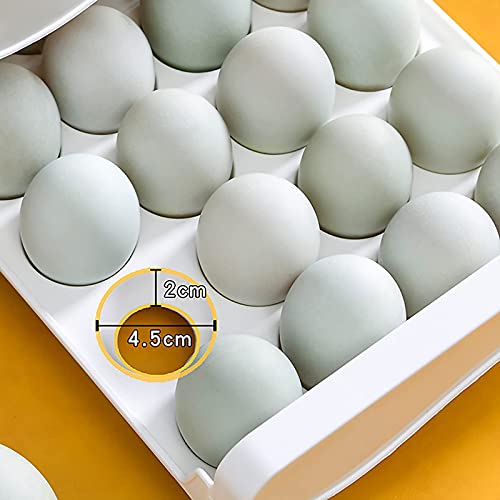 Cedilis 40 Grid Large Capacity Egg Holder for Refrigerator, 2 Drawers Fridge Egg Containers Organizer, Plastic Household Egg Fresh Storage Box, Clear - Thumbnail 5