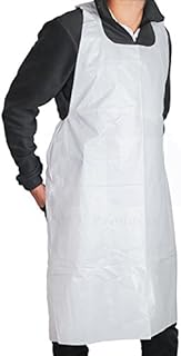 MT Products Disposable White Heavy Weight Plastic/Poly Apron 46 inches x 28 inches - 2 Mil - For Cooking and Arts n' Crafts (100 Pieces)