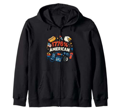 1776% American Funny Patriotic 4 de julio 4th BBQ Sudadera con Capucha