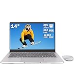 LEEDOW 14" Laptop with Celeron N4000, 6GB RAM 128GB SSD Portable Laptop PC, Lightweight Student Notebook, Fast Dual-Band WiFi, Bluetooth 5.0, Mini HDMI Silver