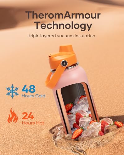 Image of BUZIO Triple Wall Vacuum Water Bottle with Dust-Proof Straw & Spout Lids