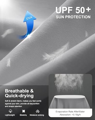 Image of Men's Sun Protection Hoodie Shirts Long Sleeve UPF 50+ Swim Shirts for Men Rash Guard Fishing Shirt Quick Dry