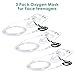 Agooteam 3 Pack Oxygen Mask for Adult Face with 7' Tube & Adjustable Elastic Strap- Size XL (Clear)