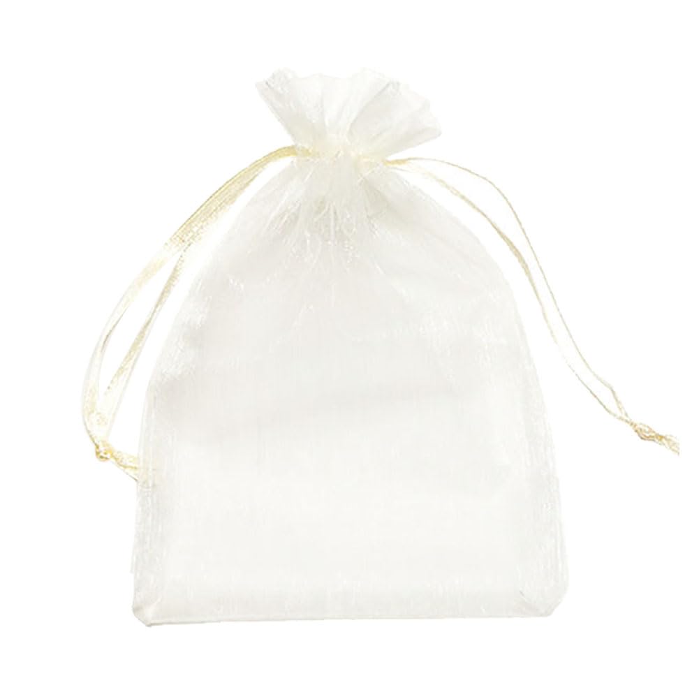 HugeDE 20 Pcs 10 x 14 Inch Organza Drawstring Bags - Beige Wedding Favor Bags for Jewelry, Candy, Makeup