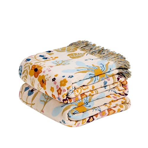 Image of LUTBM Boho Throw Blanket for Couch 50 inchx60 inch, Cotton Decorative Bed Throws