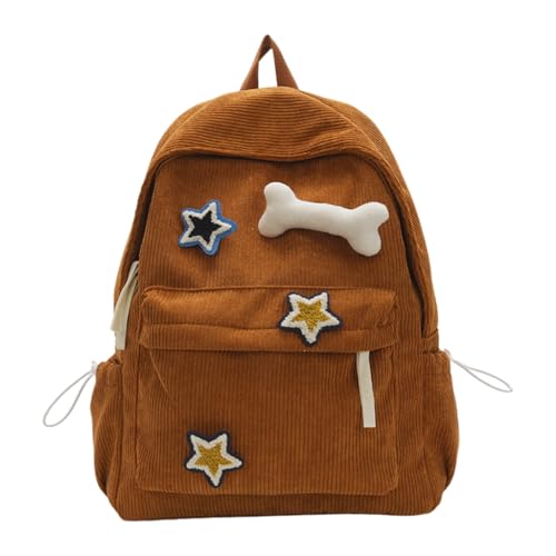 Chenxi Studio Mochila estética de pana para mujer, con correa ajustable para el hombro, mochila escolar japonesa, mochila casual para mujer, marrón