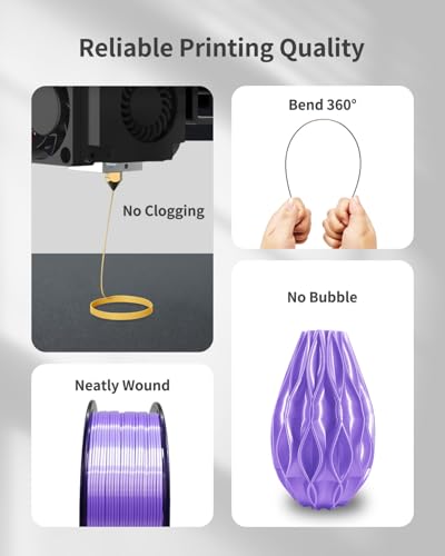 Image of Silk PLA Filament 1.75mm, Metallic Shiny Purple 3D Printer Filament, 1kg Spool (2.2lbs), Dimensional Accuracy + /- 0.02 mm, Vacuum Packaging