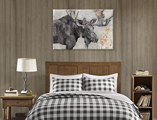Seven Wall Arts Vintage Bull Moose Canvas Wall Art Rustic Elk Picture Animal Canvas Print Abstract Wildlife Deer Painting Framed Artwork For Bedroom Cabin Farmhouse Living Room Office Decor 36 X 24 Inch #TOP6