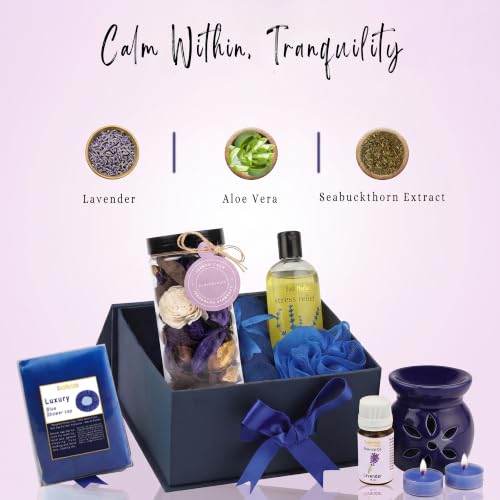 Image of BodyHerbals Lavender Bath & Body Care Gift Set - 8 Pcs Luxury Spa Kit with Accessories | Vegan Skincare Gift Set for Women & Men | Diwali, Birthday, Anniversary, Wedding, Raksha Bandhan & Special Occasions