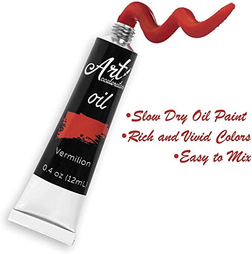 Oil Paint Set - 32 Color Painting Set For Artists, Adults & Kids. Complete Collection Of Pigment Rich Oil Based Paints. Professional Art Supplies Kit W/ 12 Ml Tube Colors & Extra Paint Brush :) #TOP2