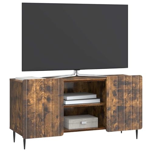 Support multimédia meuble TV moderne chêne fumé pour buffet de séjour