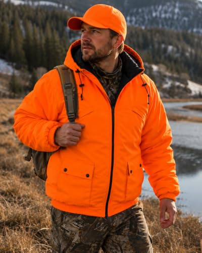 Image of TrailCrest Men's Blaze Orange Camo Insulated Waterproof Tanker Jacket