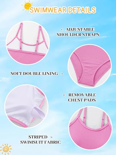 Image of Girl's 2 Piece Swimsuit Solid Spaghetti Strap Bikini Sets Beach Bathing Suit Swimwear for Teen Kids