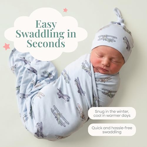 Image of Caden Lane Baby Swaddle & Receiving Blanket, Soft, Breathable & Temperature-Regulating Bamboo Viscose Fabric for Swaddling Newborns, Gender Neutral Infant Blanket for Boys & Girls, First Class