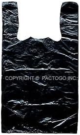 Prime Plastics Large Black 1/6 T-Shirt Plastic Shopping Grocery Bags 11.5" x 6.5"x 21" 500/Cs (Pack of 500)