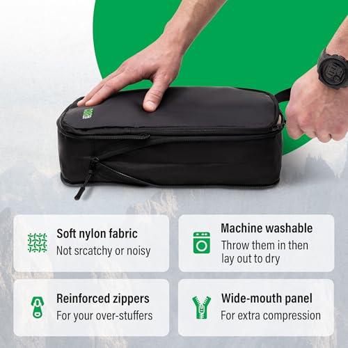 Compression Packing Cubes Travel Organizers plus Laundry or Shoe Bag (Black, 5 Piece)2