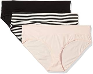 Motherhood Maternity Women's 3 Pack Fold Over Brief Panties black/pink stripe multi pack