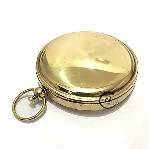 Brass Magnetic Needle Compass Push Knob Steampunk Ornament Gift for Men/Women