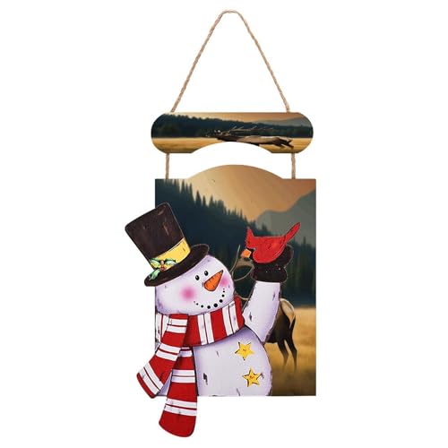 Cadeau de Noël idéal avec cette peinture en bois suspendue élan et neige