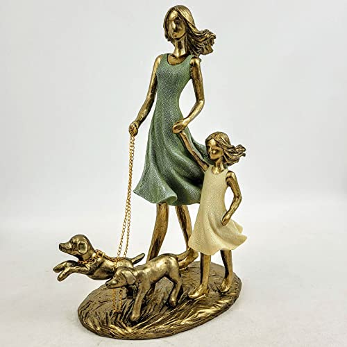 Enfeite Estátua Mãe E Filha Com Pet 23x9x15cm Decorativo