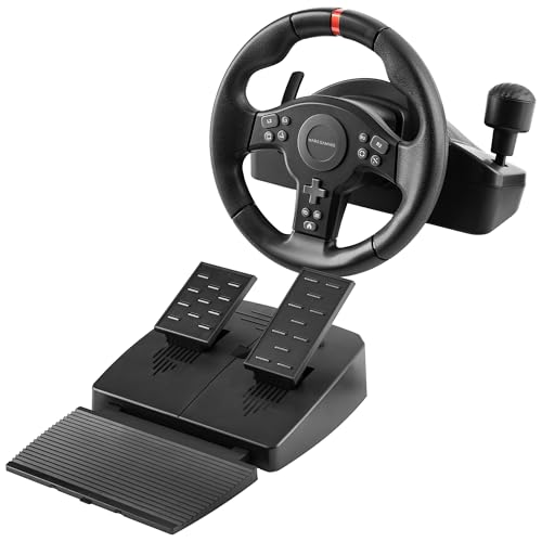 Mars Gaming MWH-RSXONE, Volante SimRacing, Zero Dead Zone y Giro 270°, Vibración DriveSense, Palanca Secuencial + Levas, Pedalera XL con Reposapiés, PC|PS3|PS4|Xbox One|Xbox Series X-S|Switch, Negro
