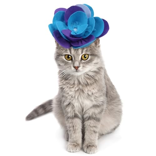 Fantasia elástica ajustável de gato de Natal pano de feltro engraçado gatinho flor chapéu falso roup