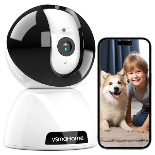 VSMAHOME 2K Security Camera Indoor,360° Pan Tilt Indoor Camera,Plug in Surveillance Cameras for Pet/Baby/Home Security,8X Zoom,IR Night Vision,Sound/Motion Detection,2-Way Talk,Siren,Supports Alexa