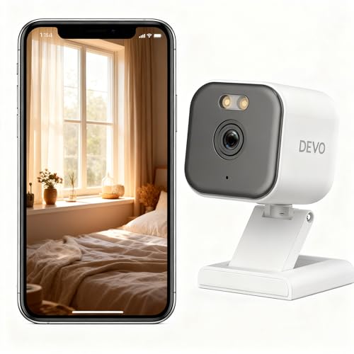 Image of Devo 2K QHD Indoor Security Camera - WiFi 6, Full-Color Night Vision, AI Motion Tracking, Two-Way Audio, Baby /Pet Monitor White
