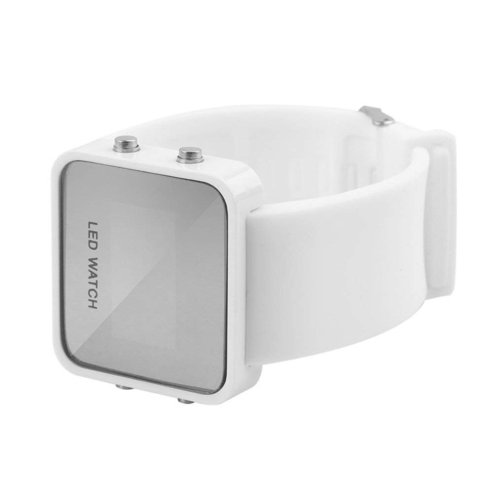 ASFD Mens Sports Watches Digital Self Calibrating LED Waterproof 100m Silicone Strap Multifunctional Swim Outdoor Wristwatch,White