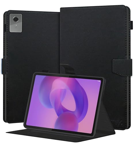 Image of TGK Flip Cover Case for Lenovo Idea Tab Plus 12.1 inch Tablet TB361FU TB361ZU Executive Leather Built-in Pencil Holder (Black)