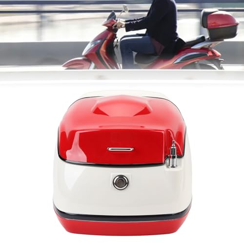 Boîte supérieure de moto rétro DAN&DRE 38L rouge et blanc avec serrure