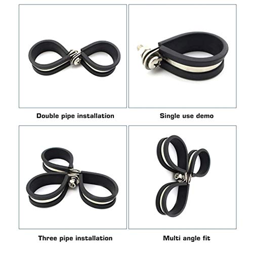 Holybear 12Pcs 1 Inch Stainless Steel Cable Clamp, Silicone Rubber Cushioned Insulated Clamp, Pipe Clamp, Metal Clamp, Cable Holder, Pipe Hoop #TOP4