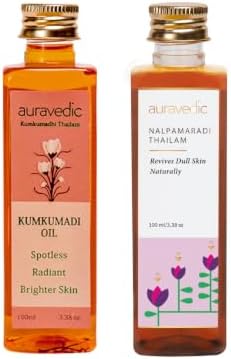 Auravedic Kumkumadi tailam for face Kumkumadi face oil for glowing skin & Nalpamaradi thailam 100 ml pack of 2 kumkumadi oil pigmentation serum body oil after bath for daily use