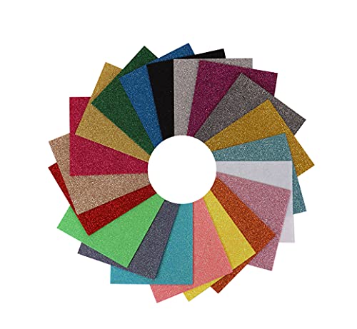 Trimits Glitter Acrylic Crafting Felt Pack, 20 Sheets, Assorted Colours B, 15 x 15cm