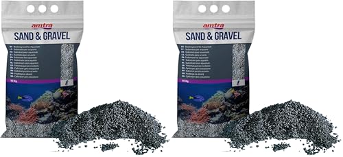 Amtra Cuarzo Ceramizado Negro, Arena de Acuario de Cuarzo Fino, para Agua Dulce o Salada, Grano de 2-3 mm, Cantidad 10 kg (Paquete de 2)